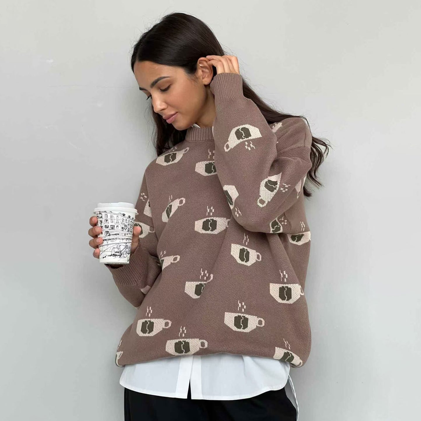 Pull Femme Motif Tasse de Café