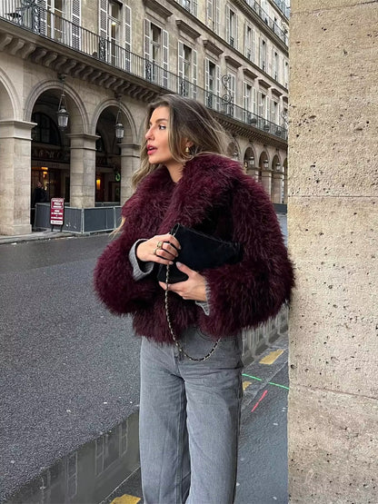 Veste Douce Luxe Rouge Foncé