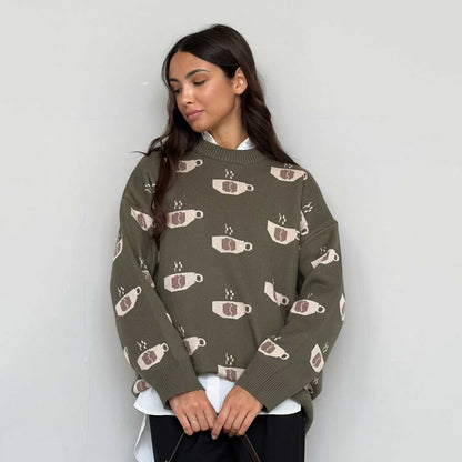 Pull Femme Motif Tasse de Café